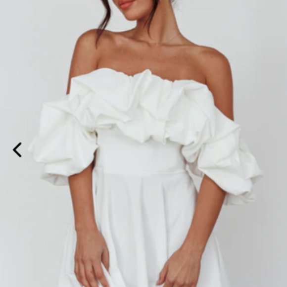 Selfie Leslie- Kailynn Off-Shoulder A-Line Mini Dress White × 1 M - Picture 4 of 6